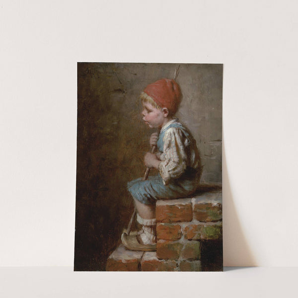 Sitzender Bub, pfeifend by Hermann von Kaulbach