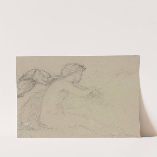 Sitzender Frauenakt im verlorenen Profil nach rechts, aus 'Der Mensch, der Schlaf und der Traum' by Victor Müller