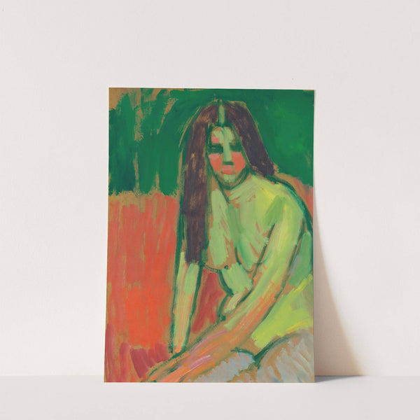 Sitzender Halbakt Geneigt Mit Langen Haaren (Half-Nude Figure With Long Hair Sitting Bent) by Alexej von Jawlensky