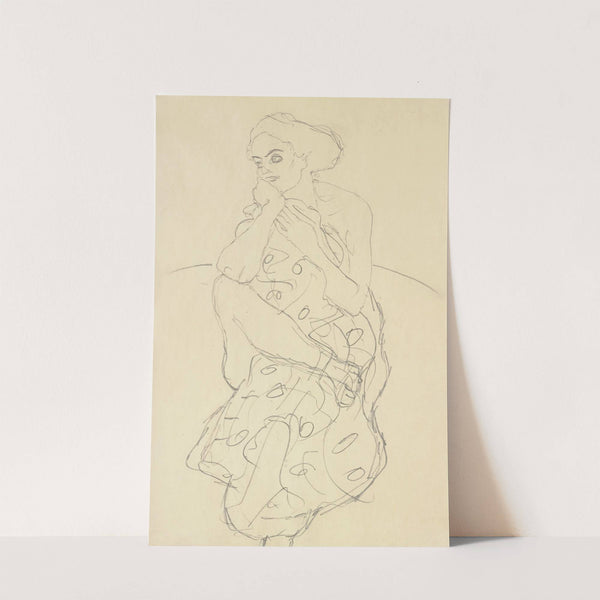 Sitzender Halbakt von vorne, den Kopf nach links gewendet (Seated Semi-Nude Seen Head-on with Her Head Turned to the Left) by Gustav Klimt