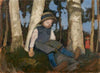Sitzender Junge mit Strohhut unter Birken (1904)
