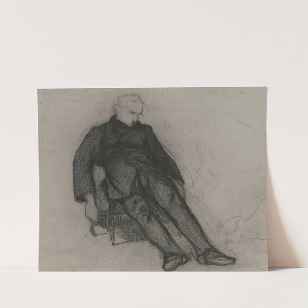 Sitzender Mann, Arme und Beine schlaff hängen lassend by Victor Müller