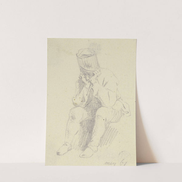 Sitzender Mann, die Ellbogen auf die Knie und den Kopf in beide Hände gestützt (1761) by Daniel Nikolaus Chodowiecki