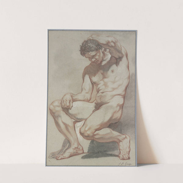 Sitzender männlicher Akt by Jean-Baptiste Greuze
