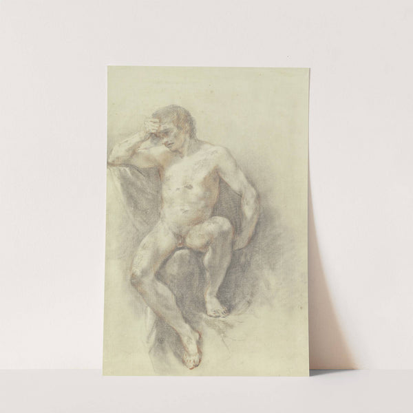 Sitzender männlicher Akt in Vorderansicht, die Rechte an die Stirn geführt by Francesco Zuccarelli