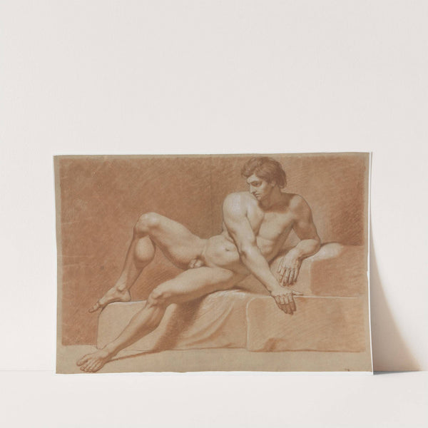 Sitzender männlicher Akt mit seitlich aufgestütztem Arm by Philipp Jakob Becker