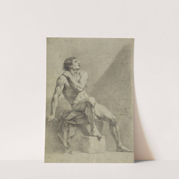 Sitzender männlicher Akt, schräg nach rechts, aufschauend by Anton Raphael Mengs