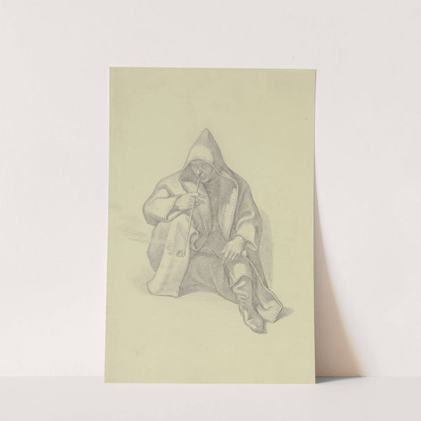 Sitzender Raucher mit Kapuzenmantel by Ferdinand Fellner