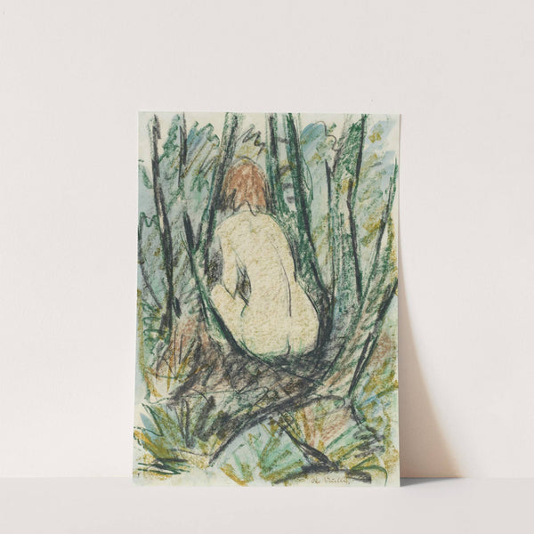 Sitzender Rückenakt im Wald by Otto Mueller