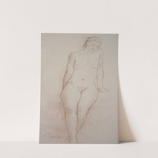 Sitzender weiblicher Akt in Vorderansicht, der linke Arm aufgestützt, nach rechts abwärts blickend by Charles Despiau