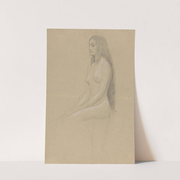 Sitzender weiblicher Akt mit langem offenen Haar nach links by Gustav Klimt