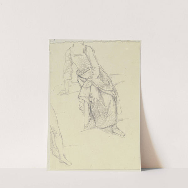 Sitzendes Bauernmädchen, links ein angeschnittener Akt by Jakob Becker