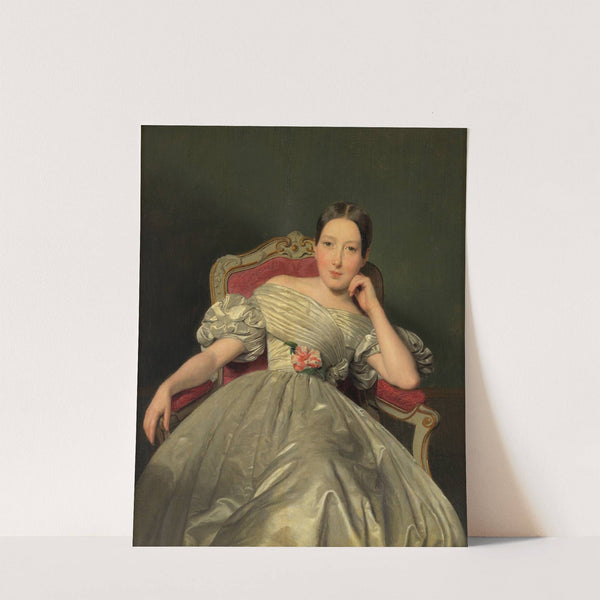 Sitzendes Mädchen in weißem Atlaskleid (1839) by Ferdinand Georg Waldmüller