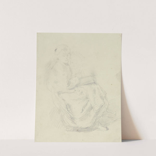 Sitzendes Mädchen nach rechts mit Buch auf dem Schoß by Angilbert Göbel