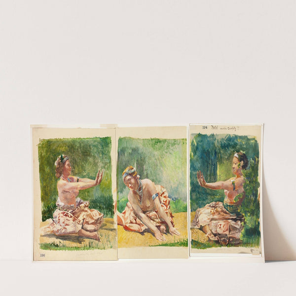 Siva Dance; Triptych of Seated Single Figures (1890-91) by John La Farge