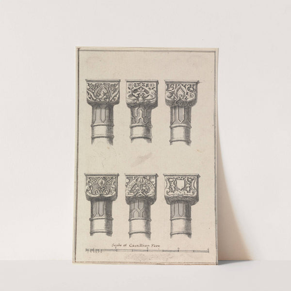 Six Capitals of Columns in the Court of Lions in the Alambra of Granada by Henry Swinburne