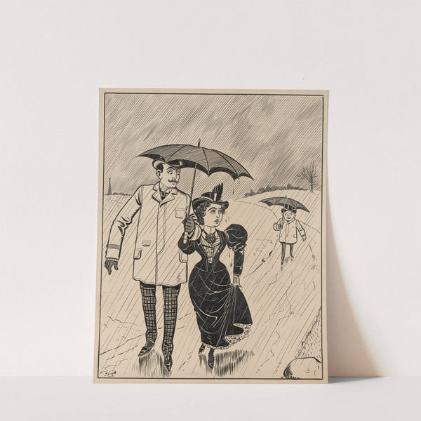 Twelve comic strip frames of Arabic woman running away with young man after argument with her father Pl.4 by Franklin Morris Howarth