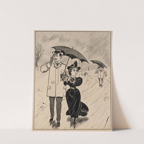 Twelve comic strip frames of Arabic woman running away with young man after argument with her father Pl.7 by Franklin Morris Howarth