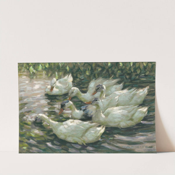 Six ducks under a willow tree by Alexander Koester