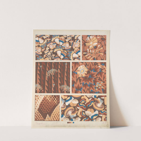 Six plant form compositions (several of mushrooms) by André Durenceau