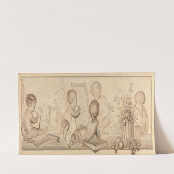 Six Putti with Flowers and Fruit and Attributes of the Art of Drawing (1782) by Jurriaan Andriessen