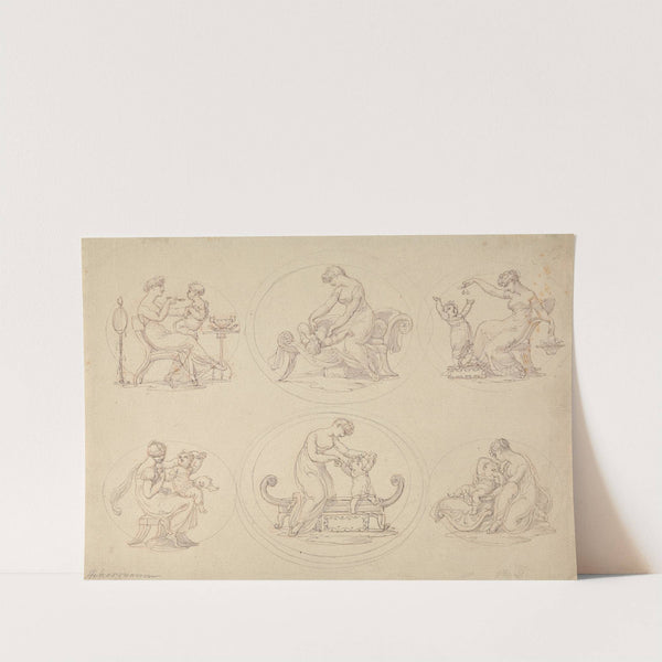 Six Studies of Mother and Daughter Playing by Edward Francis Burney