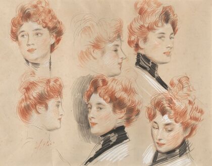 Six Studies of the head of a Lady traditionally identified as Mrs. Gertrude Vanderbilt Whitney