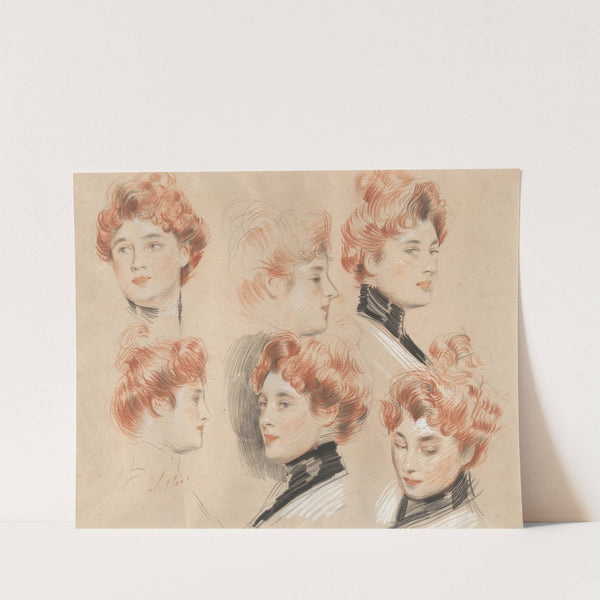 Six Studies of the head of a Lady traditionally identified as Mrs. Gertrude Vanderbilt Whitney by Paul César Helleu