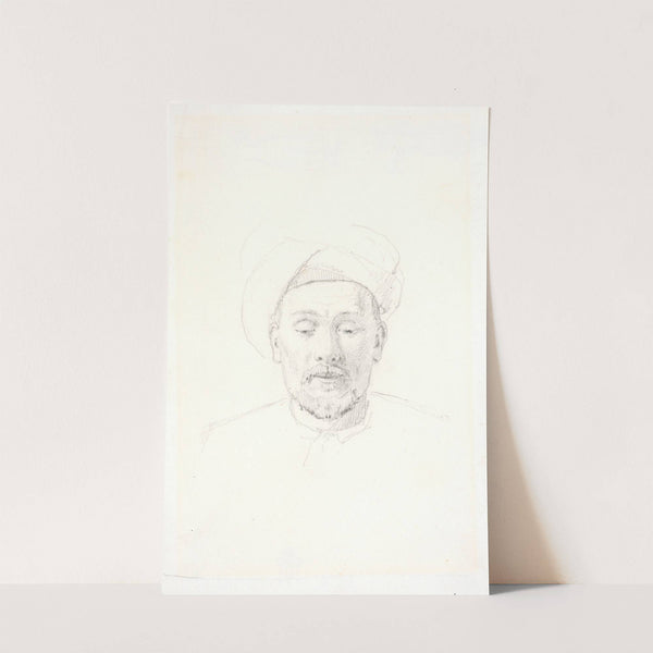 Skægget mandsportræt, set en face, med turban by Martinus Rørbye