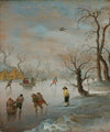 Skaters And A Horse-Drawn Sledge On A Frozen Waterway