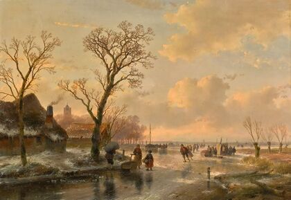 Skaters on a frozen river