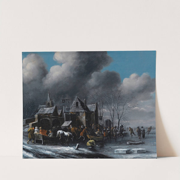 Skaters On A Frozen River by Thomas Heeremans