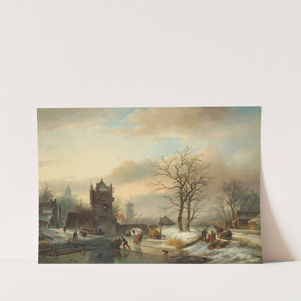 Skaters on a frozen river by Jan Jacob Spohler