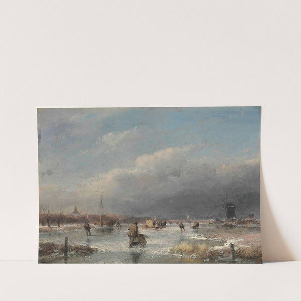 Skaters On A Frozen River by Andreas Schelfhout