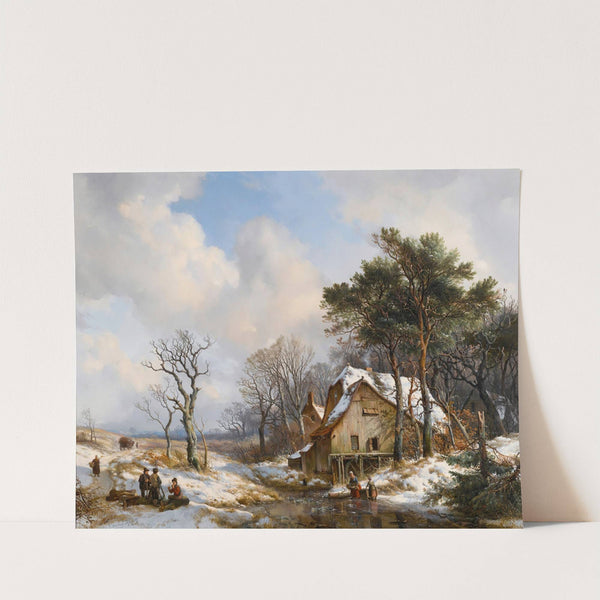 Skaters On A Frozen Stream On The Outskirts Of A Village (1838) by Hendrikus van de Sande Bakhuyzen