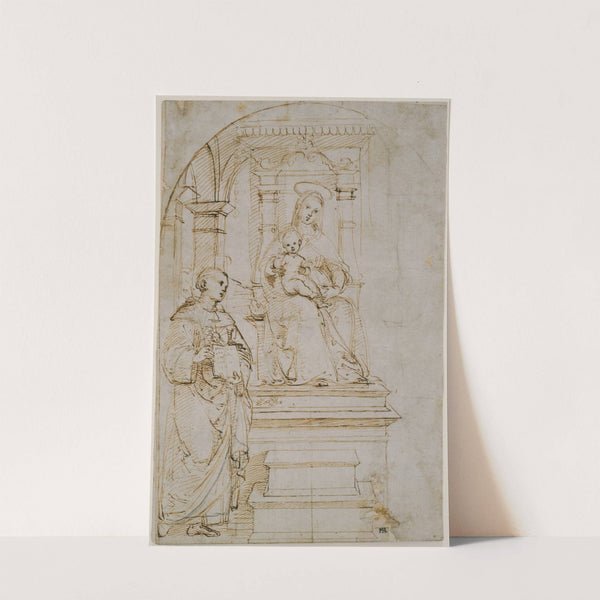 Sketch for an enthroned Virgin and Child with Saint Nicholas of Tolentino by Raphael