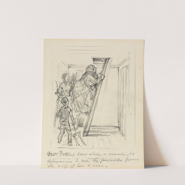 Sketch for ‘Mrs. Pottles Can’t Abide a Crowd’ (1856) by John Leech