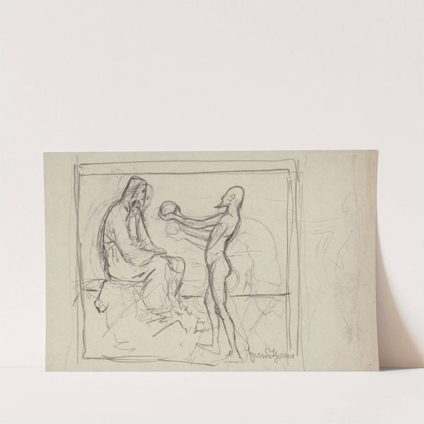 Sketch for the presentation “The Temptation of Christ” (1860 - 1924) by Hans Thoma