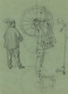 Sketch of a cannoneer and a cannon