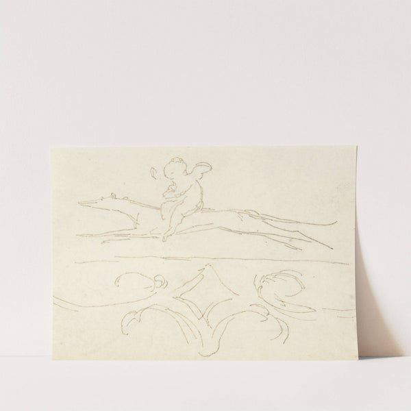 Sketch of a Child Riding a Dog by William Pitts