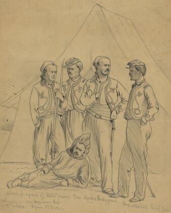 Sketch of a group of Collis’ Zouaves–Gen. Banks bodyguard, now attached to Col. Geary command, near Manassas Gap