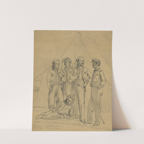 Sketch of a group of Collis' Zouaves-Gen. Banks bodyguard, now attached to Col. Geary command, near Manassas Gap by Edwin Forbes