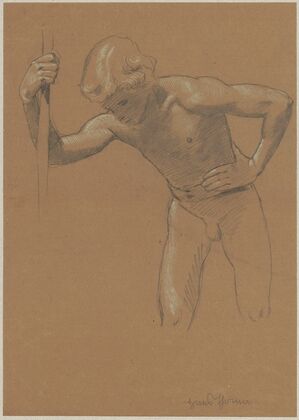 Sketch of a naked boy leaning forward (1880 - 1900)