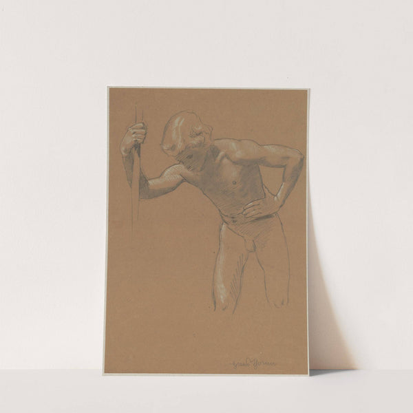 Sketch of a naked boy leaning forward (1880 - 1900) by Hans Thoma