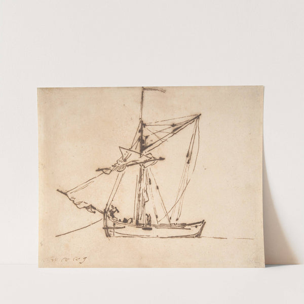 Sketch of a Sailboat by Willem van de Velde the Younger