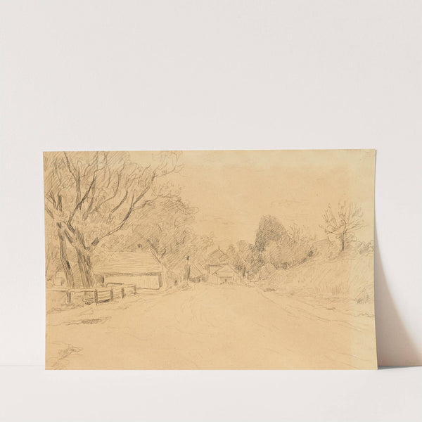 Sketch of a village street by Albert Anker