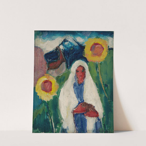 Sketch of a Woman among Sunflowers by Zolo Palugyay