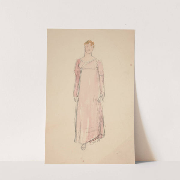 Sketch of a woman in pink – costume study for a play by Edwin Austin Abbey