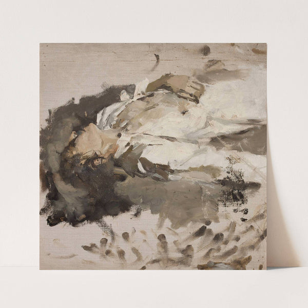 Sketch of a woman in white clothes by Jan Ciągliński