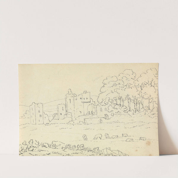 Sketch of Castle Ruins with Cows Grazing in the foreground by Thomas Bradshaw
